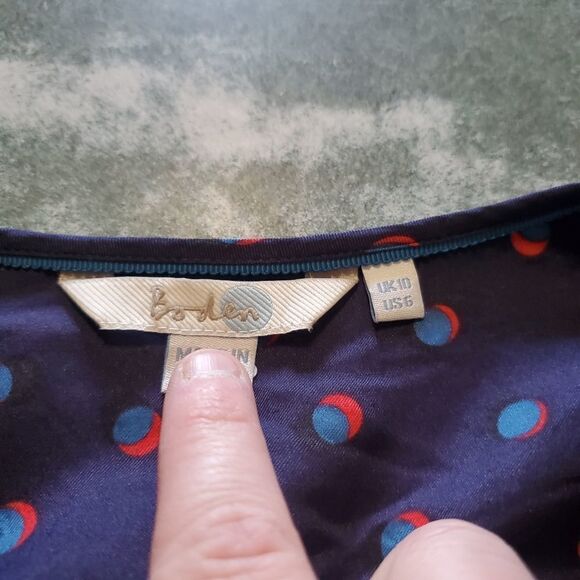 Boden Deborah ruffle blue&red blouse sz 6 - Picture 4 of 6